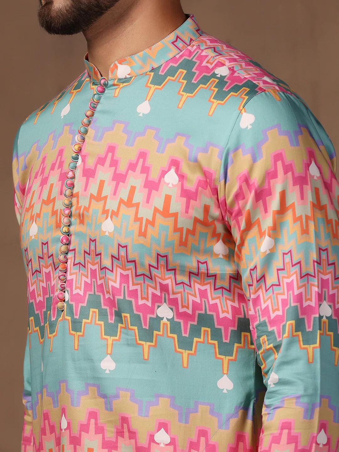 Men Multi Color Haldi Kurta.