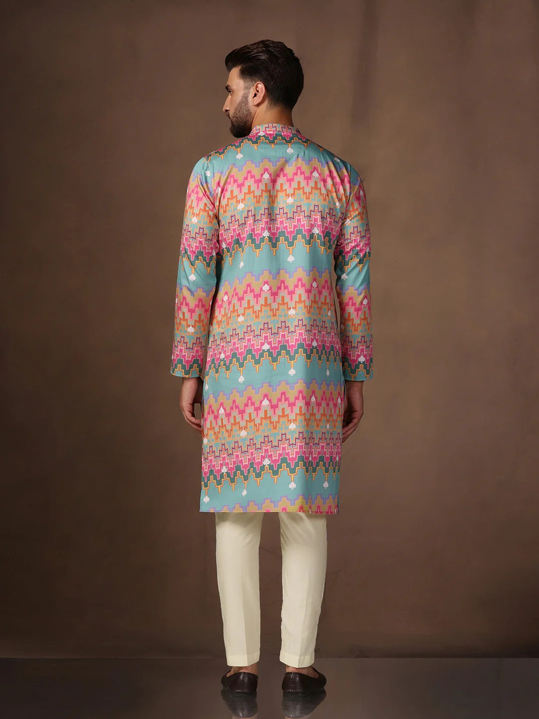 Men Multi Color Haldi Kurta.