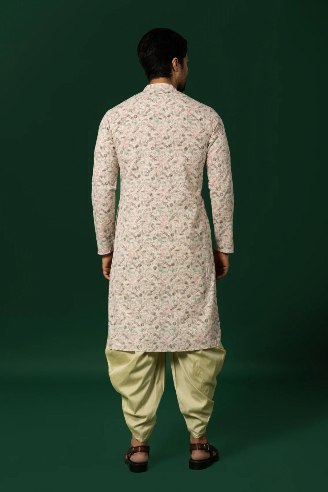 Men's White Printed Kurta For Wedding